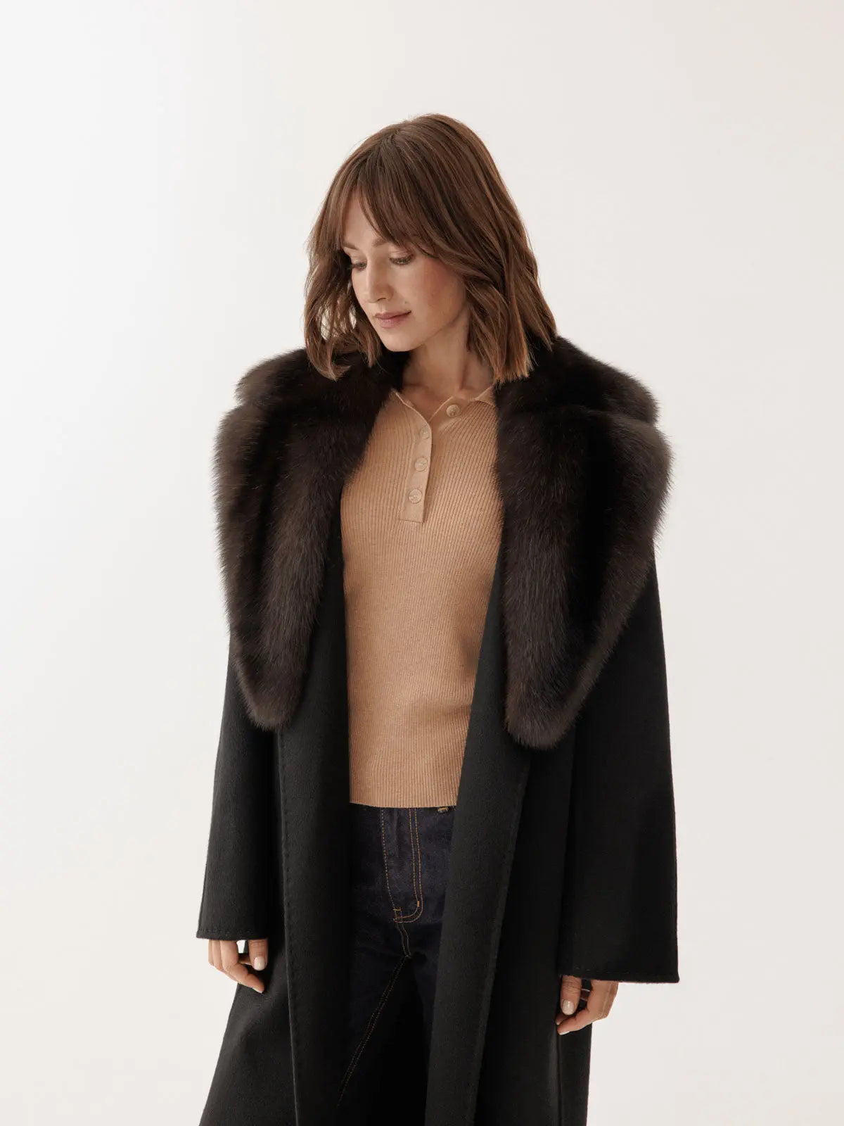 Fur Mantel Zara Schwarz ZARA MENS BLACK DOUBLE BREASTED COAT WITH