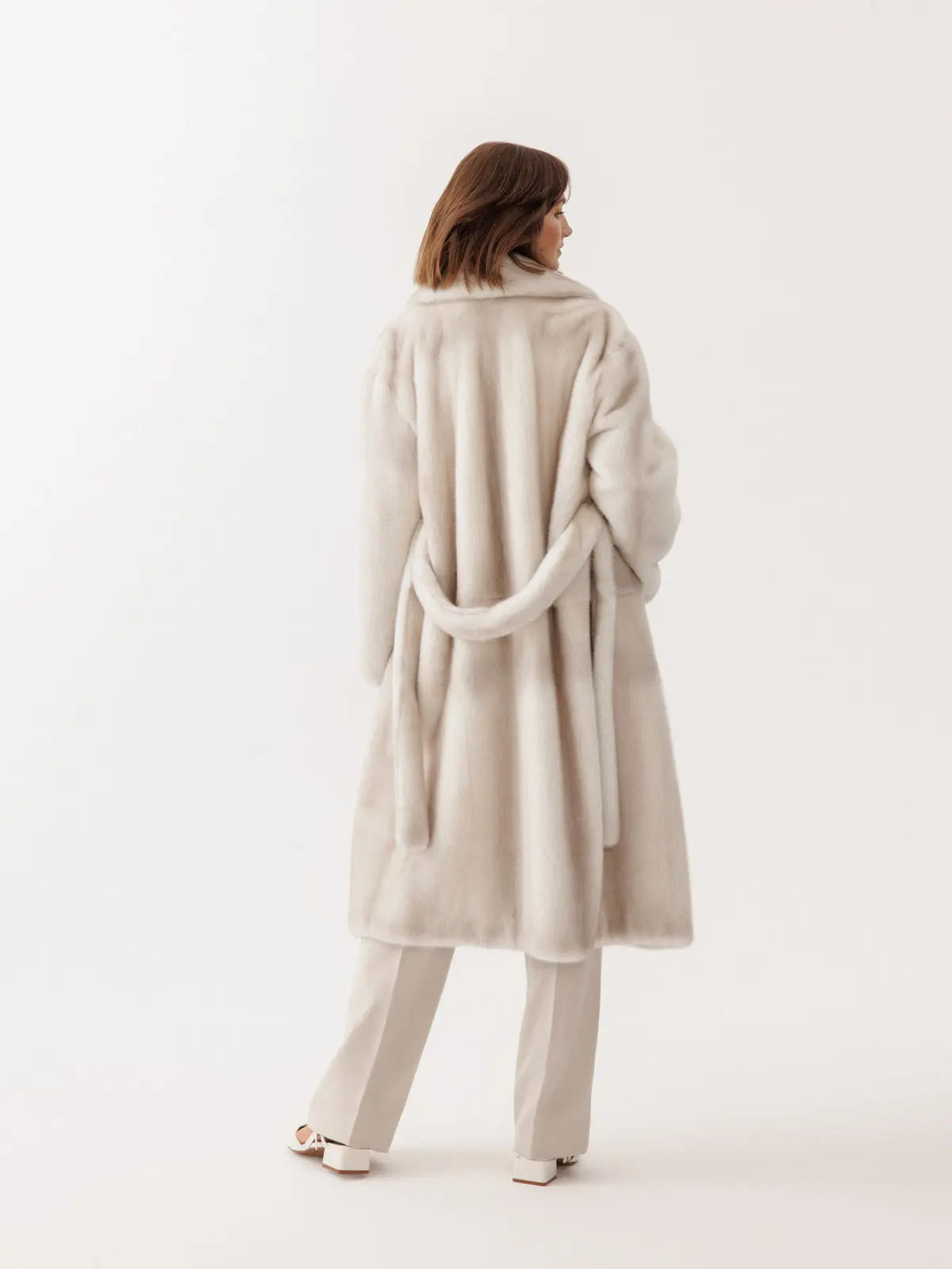 Scandinavian mink coat in a classy, ​​milky shade