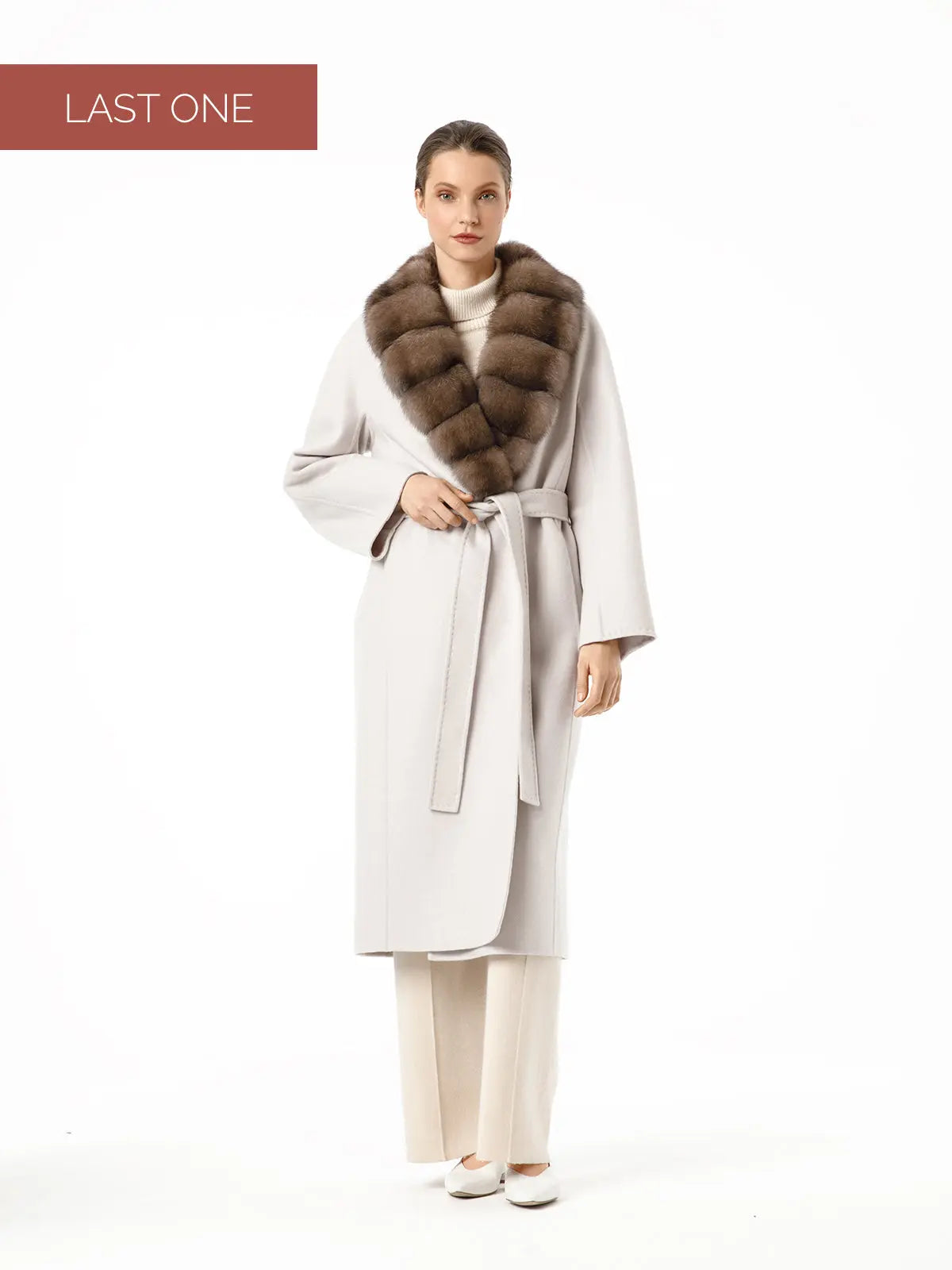 Cashmere coat with sable shawl collar
