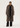 Long fur coat with stand-up collar in light color