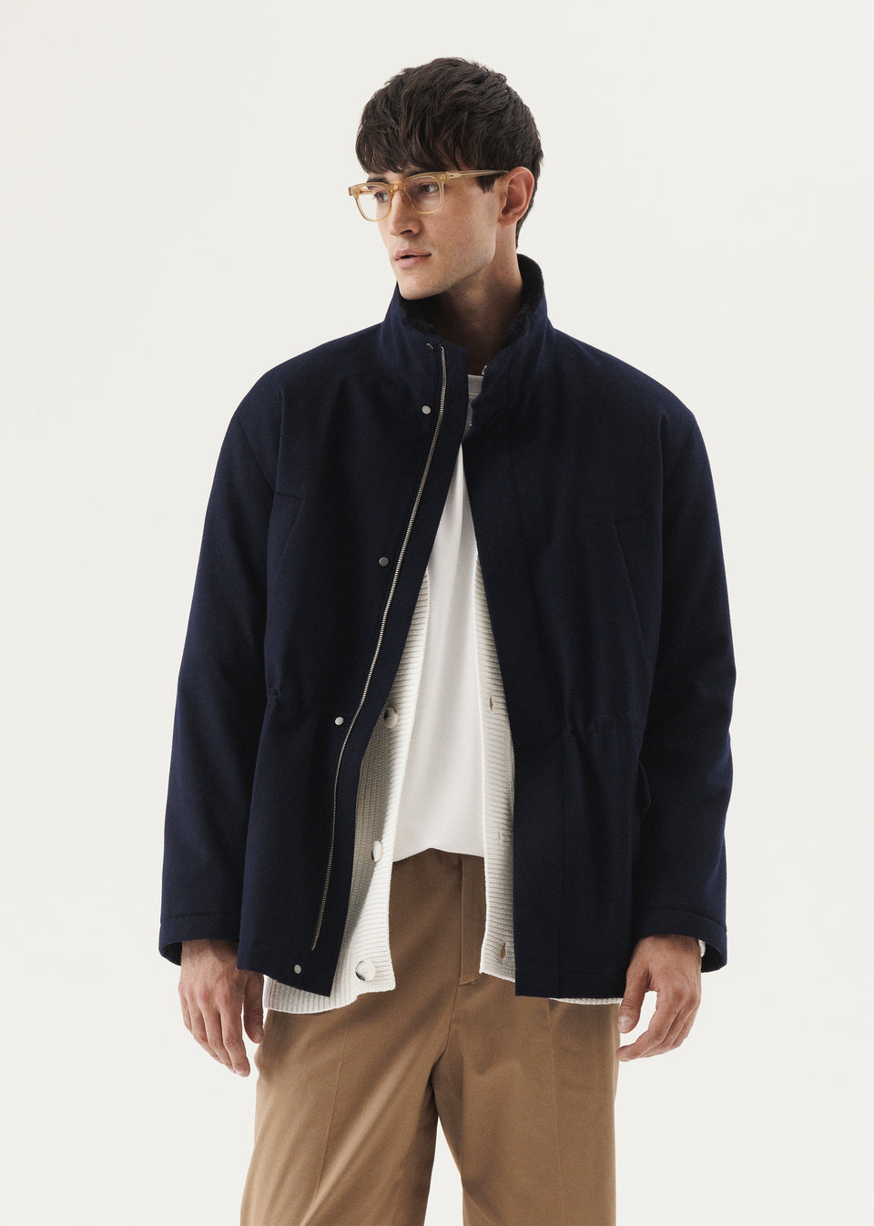 Cashmere parka with mink lining