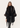 Black cashmere poncho with plain sable collar