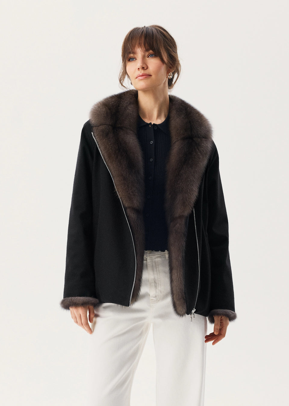 Jacket with sable fur collar